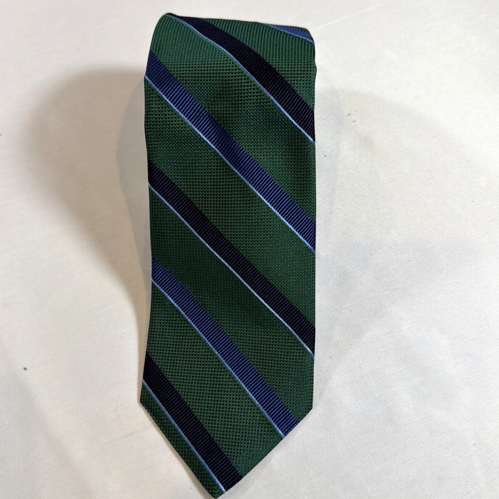 Brooks Brothers‎ Silk Tie NWT Green Blue Striped Regimental Made USA Classic - Picture 2 of 8